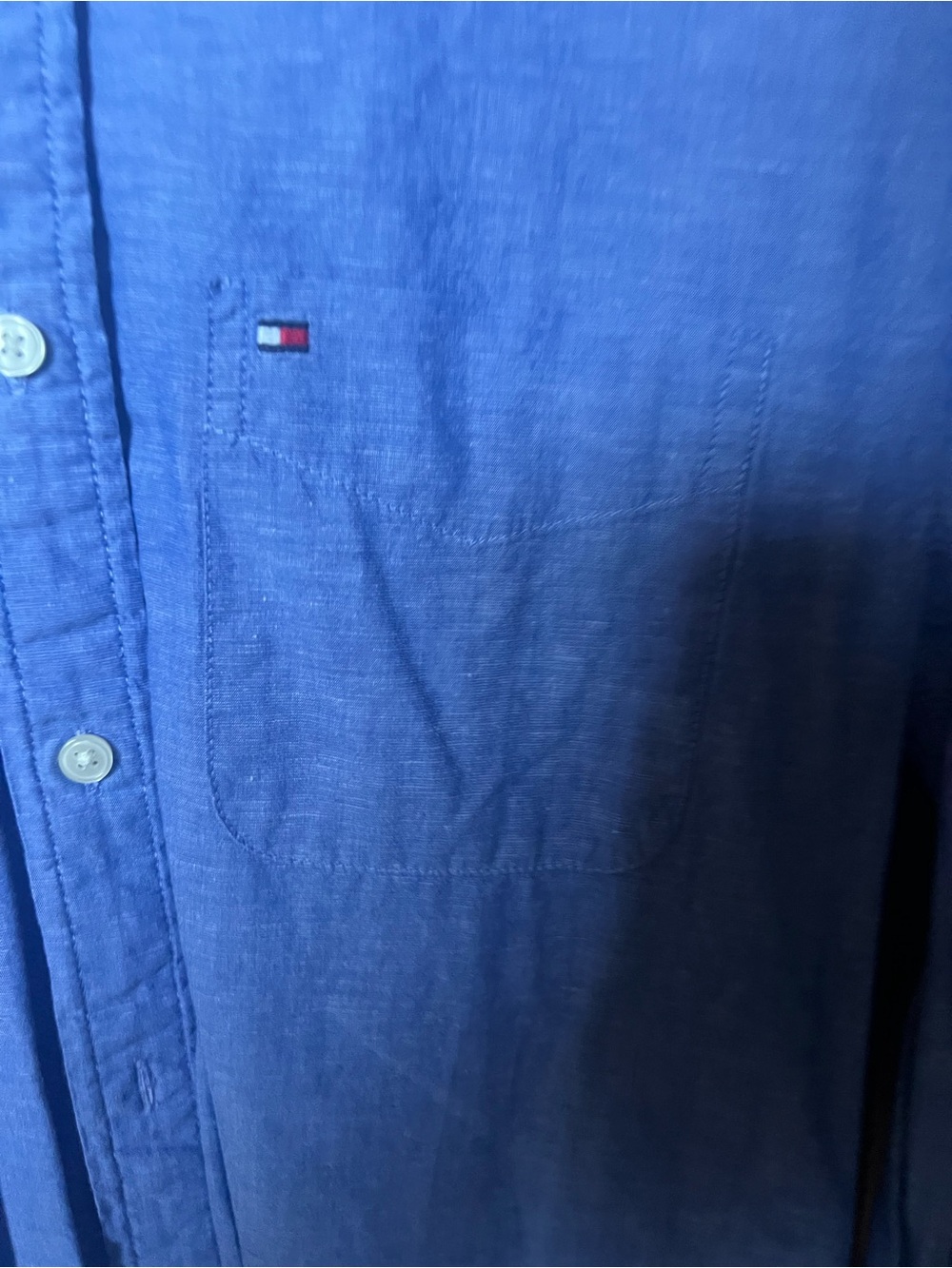 Tommy Hilfiger Men's Chambray Button-Down Shirt in Blue - Picture 2 of 3